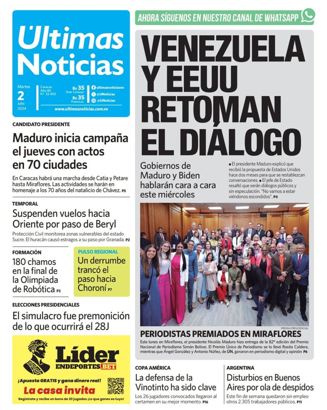 Titulares de la prensa nacional para este 2 de julio