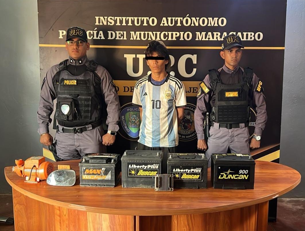Detenido ratero que asaltaba casas para hurtar autopartes y bombas de agua en la zona norte de Maracaibo