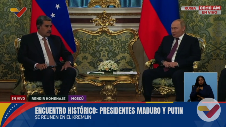 Presidente Maduro llega al palacio del Kremlin para reunirse con su homólogo Vladímir Putin