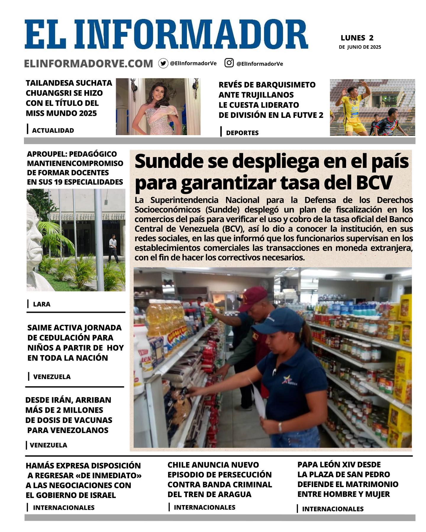 Titulares de la prensa nacional para este lunes 2 de junio