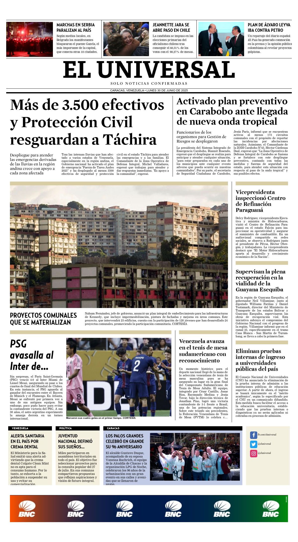 Titulares de la prensa nacional para este lunes 30 de junio
