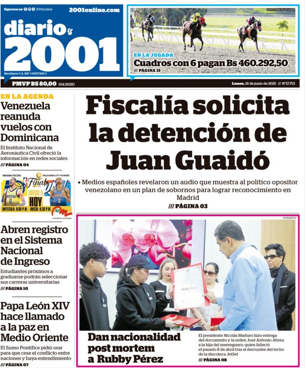 Titulares de la prensa nacional para este lunes 16 de junio