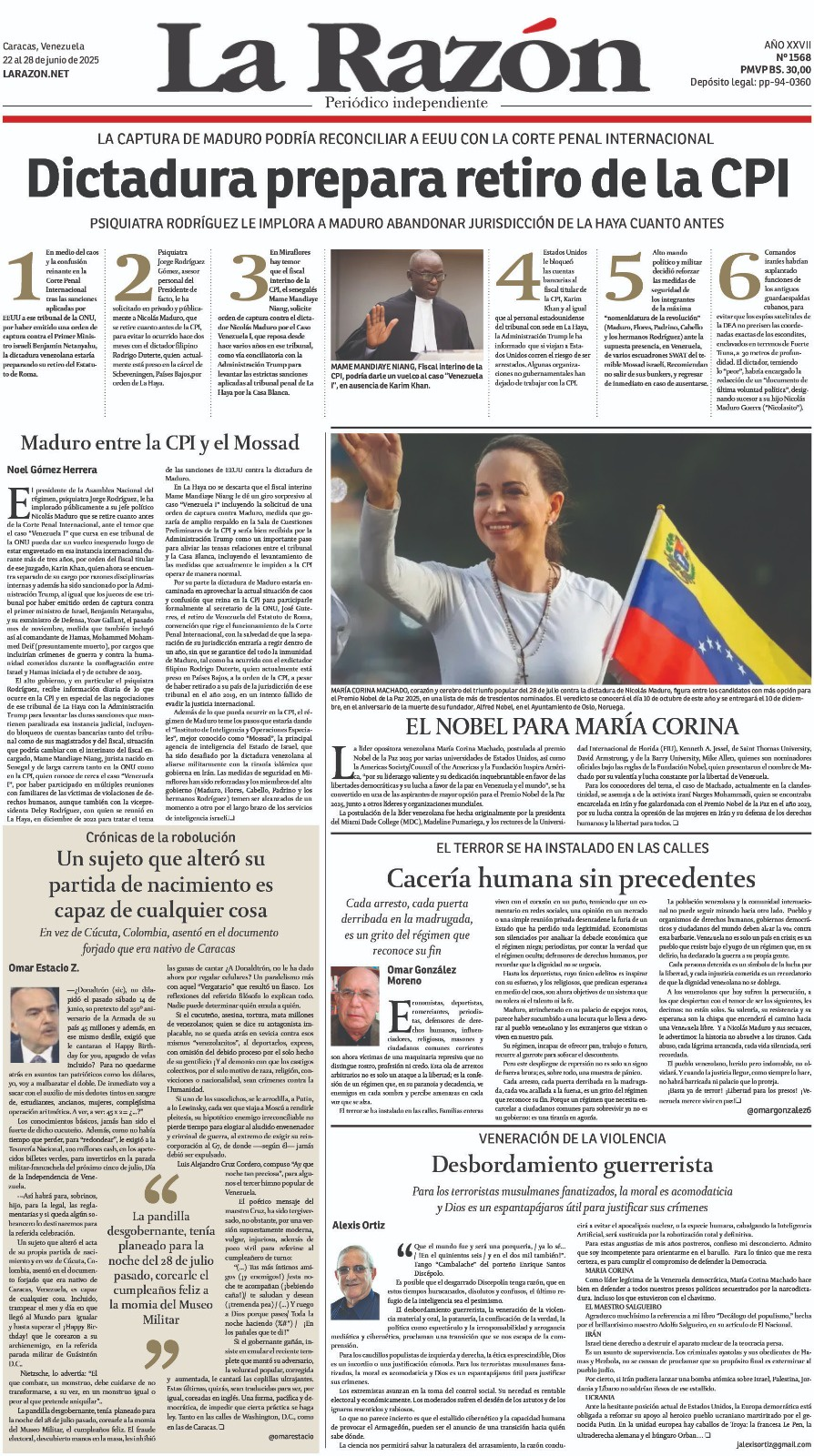 Titulares de la prensa nacional para este viernes 27 de junio
