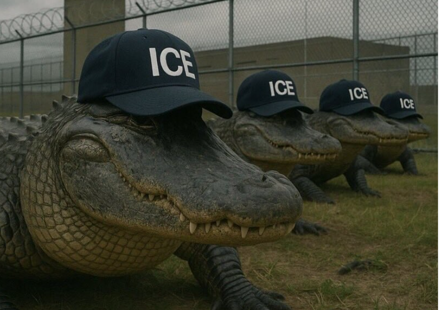 Caimanes con gorras de policías, la imagen generada con IA por el Departamento de Seguridad Nacional de Estados Unidos