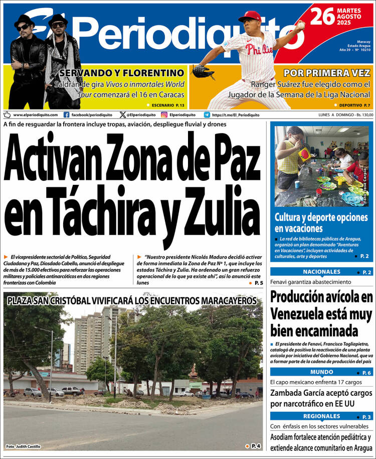 Titulares de la prensa nacional para este martes 26 de agosto