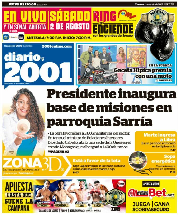 Titulares de la prensa nacional para este viernes 1° de agosto