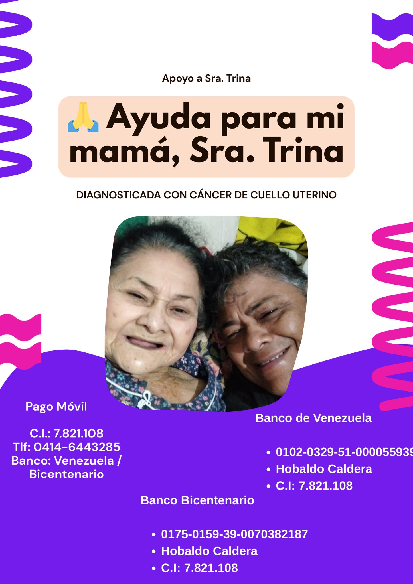 Unidos por la salud de la señora Trina