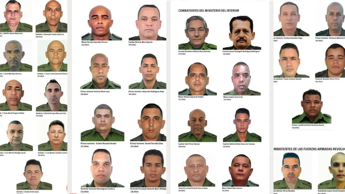 El gobierno de Cuba revela los rostros de los 32 escoltas que perdieron la vida durante los sucesos del 3-Ene