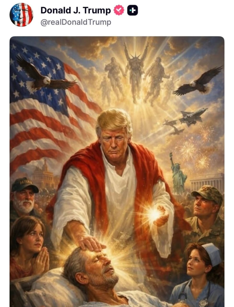 Trump eliminó la imagen donde se representaba como Jesucristo tras ser criticado por blasfemia: 