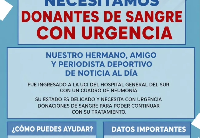 Daniel García necesita nuestra ayuda: Hacen llamado urgente a donantes de sangre