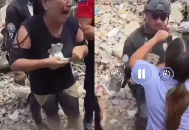 "Dame la plata, lambucio": Momento cuando afectadas por los terremotos encaran a funcionario del Cicpc y rompen los dólares