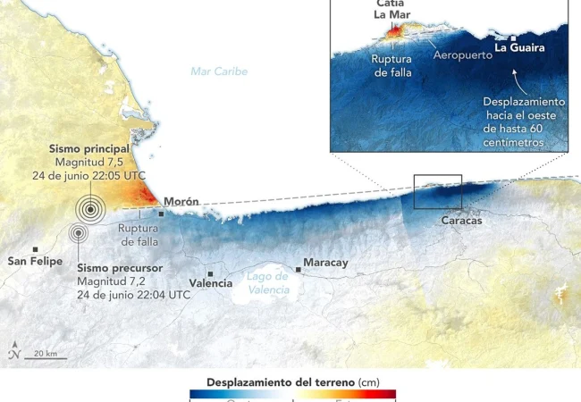 La Tierra se movió hasta 60 centímetros: Mapas satelitales de la Nasa revelan la fuerza destructiva tras el doble terremoto en La Guaira y Caracas